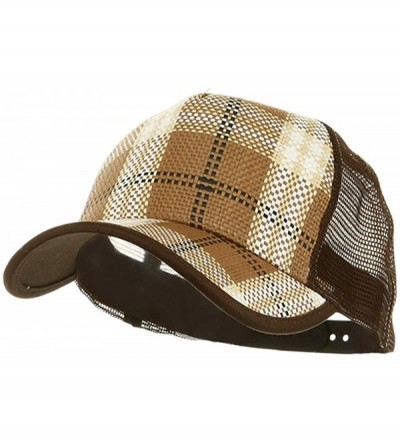 Baseball Caps Plaid Straw Trucker Caps - Brown - CH111GHY6ZN $10.66