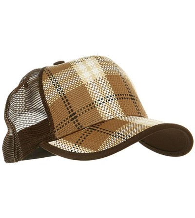 Baseball Caps Plaid Straw Trucker Caps - Brown - CH111GHY6ZN $10.66