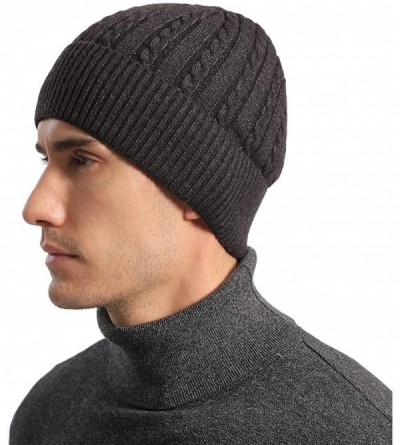 Skullies & Beanies Mens Beanie Hats for Winter- Warm Hat Fleece Skull Caps- Women Men Knit Hat - Black - CD18A2K6SDT $8.44