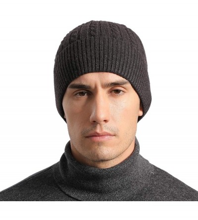 Skullies & Beanies Mens Beanie Hats for Winter- Warm Hat Fleece Skull Caps- Women Men Knit Hat - Black - CD18A2K6SDT $8.44