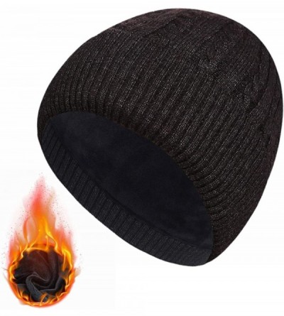 Skullies & Beanies Mens Beanie Hats for Winter- Warm Hat Fleece Skull Caps- Women Men Knit Hat - Black - CD18A2K6SDT $8.44