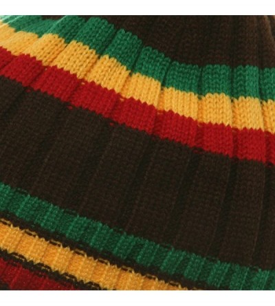 Skullies & Beanies Two Tone Rasta Stripe Ribbed Beanie - Brown - C4112KUD5F7 $11.08