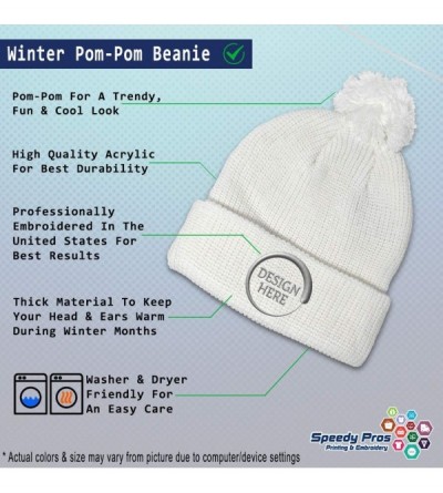 Skullies & Beanies Winter Pom Pom Beanie Men & Women Us Air Force Retired Embroidery Skull Cap Hat - White - C818A0EW9UD $14.39