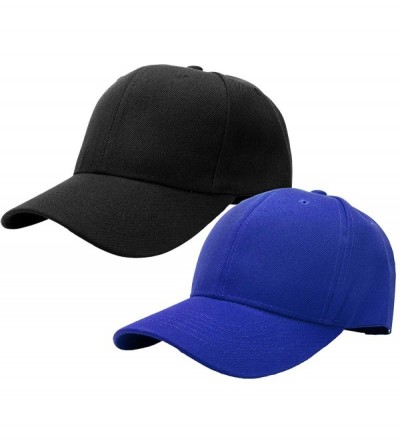 Baseball Caps 2pcs Baseball Cap for Men Women Adjustable Size Perfect for Outdoor Activities - Black/Royal Blue - CF195D8NQKL...