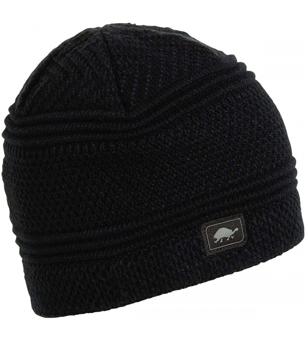 Skullies & Beanies Men's Sifter Fleece Lined Waffle Knit Beanie - Black - CU18IDQMGEZ $31.74