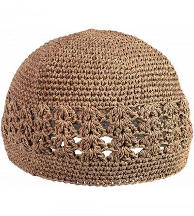 Skullies & Beanies Strechable One Size Stretchable Crochet Beanie Weave Kufi Skull Cap - Brown - C718NDTR2GW $8.51