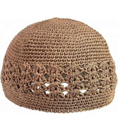 Skullies & Beanies Strechable One Size Stretchable Crochet Beanie Weave Kufi Skull Cap - Brown - C718NDTR2GW $8.51