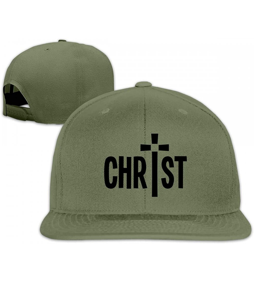 Baseball Caps Christian Jesus Cross 2 Snapback Hats Adjustable Cotton Flat Bill Baseball Caps Mens - Moss Green - C8196XQDL8U...