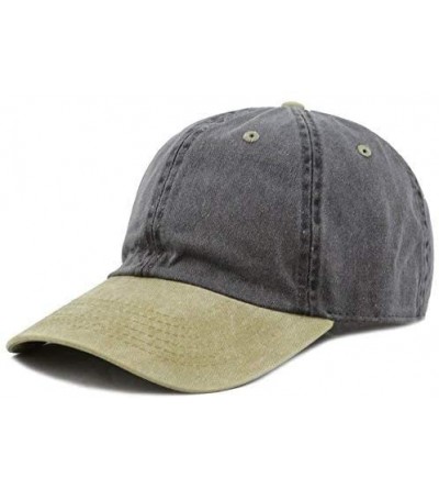 Baseball Caps 100% Cotton Pigment Dyed Low Profile Dad Hat Six Panel Cap - 5. Black Khaki - CW12FOXYRO9 $20.75