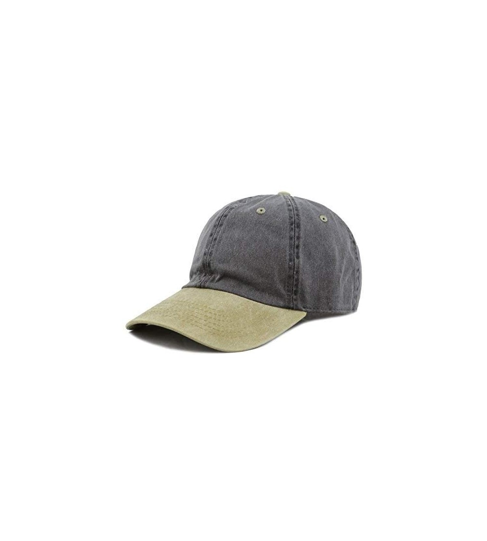 Baseball Caps 100% Cotton Pigment Dyed Low Profile Dad Hat Six Panel Cap - 5. Black Khaki - CW12FOXYRO9 $11.86