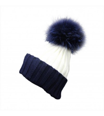 Skullies & Beanies Christmas Gift- 1PC Women Crochet Hat Fur Wool Knit Beanie Raccoon Warm Cap (Navy) - Navy - C512O52T48Q $1...