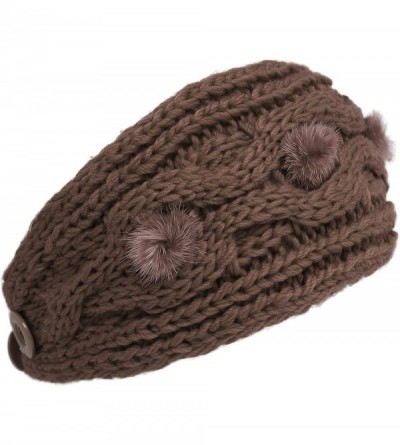 Cold Weather Headbands Plain Adjustable Winter Cable Knit Headband - 2-mocha - CD18MGNX8MU $8.23