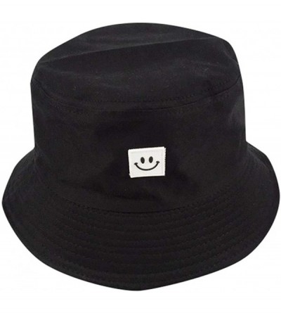 Bucket Hats Unise Hat Summer Travel Bucket Beach Sun Hat Smile Face Visor - Black1 - CL196OGHCY4 $20.66