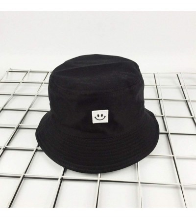 Bucket Hats Unise Hat Summer Travel Bucket Beach Sun Hat Smile Face Visor - Black1 - CL196OGHCY4 $7.45