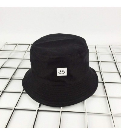 Bucket Hats Unise Hat Summer Travel Bucket Beach Sun Hat Smile Face Visor - Black1 - CL196OGHCY4 $7.45