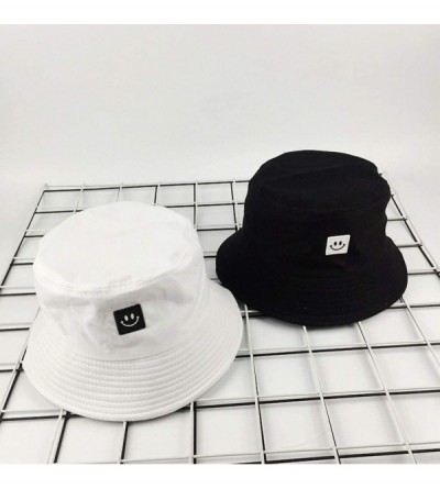 Bucket Hats Unise Hat Summer Travel Bucket Beach Sun Hat Smile Face Visor - Black1 - CL196OGHCY4 $7.45