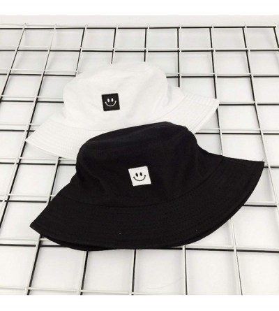 Bucket Hats Unise Hat Summer Travel Bucket Beach Sun Hat Smile Face Visor - Black1 - CL196OGHCY4 $7.45