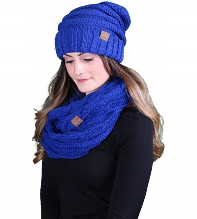 Skullies & Beanies Oversized Slouchy Beanie Bundled with Matching Infinity Scarf - Royal Blue - CH188YK6RWN $28.63