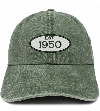 Baseball Caps Established 1950 Embroidered 70th Birthday Gift Pigment Dyed Washed Cotton Cap - Dark Green - CP180MYKTTA $14.73