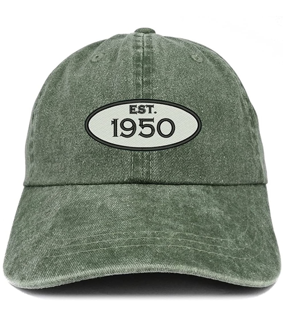 Baseball Caps Established 1950 Embroidered 70th Birthday Gift Pigment Dyed Washed Cotton Cap - Dark Green - CP180MYKTTA $14.73