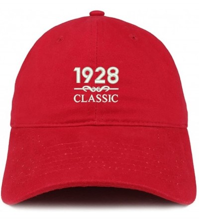 Baseball Caps Classic 1928 Embroidered Retro Soft Cotton Baseball Cap - Red - C318CO6OYZZ $33.74