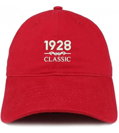 Baseball Caps Classic 1928 Embroidered Retro Soft Cotton Baseball Cap - Red - C318CO6OYZZ $18.44