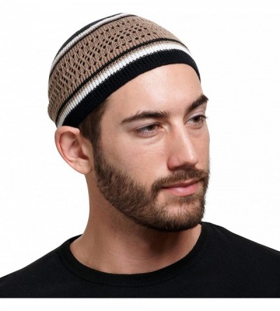 Skullies & Beanies 100% Cotton Skull Cap Chemo Kufi Under Helmet Beanie Hats in Solid Colors and Stripes - CX18ZDC0ZA0 $11.49