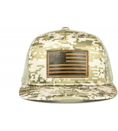 Baseball Caps USA Mesh Trucker Hat (Snapback Baseball Cap) USA Hat - Sun Protection - Digi W/Leather American Flag - C418EQ65...