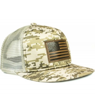 Baseball Caps USA Mesh Trucker Hat (Snapback Baseball Cap) USA Hat - Sun Protection - Digi W/Leather American Flag - C418EQ65...