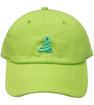 Baseball Caps Cute Snake Emoji Cotton Baseball Caps - Lime - CB1862WUH63 $22.50