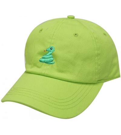 Baseball Caps Cute Snake Emoji Cotton Baseball Caps - Lime - CB1862WUH63 $13.99