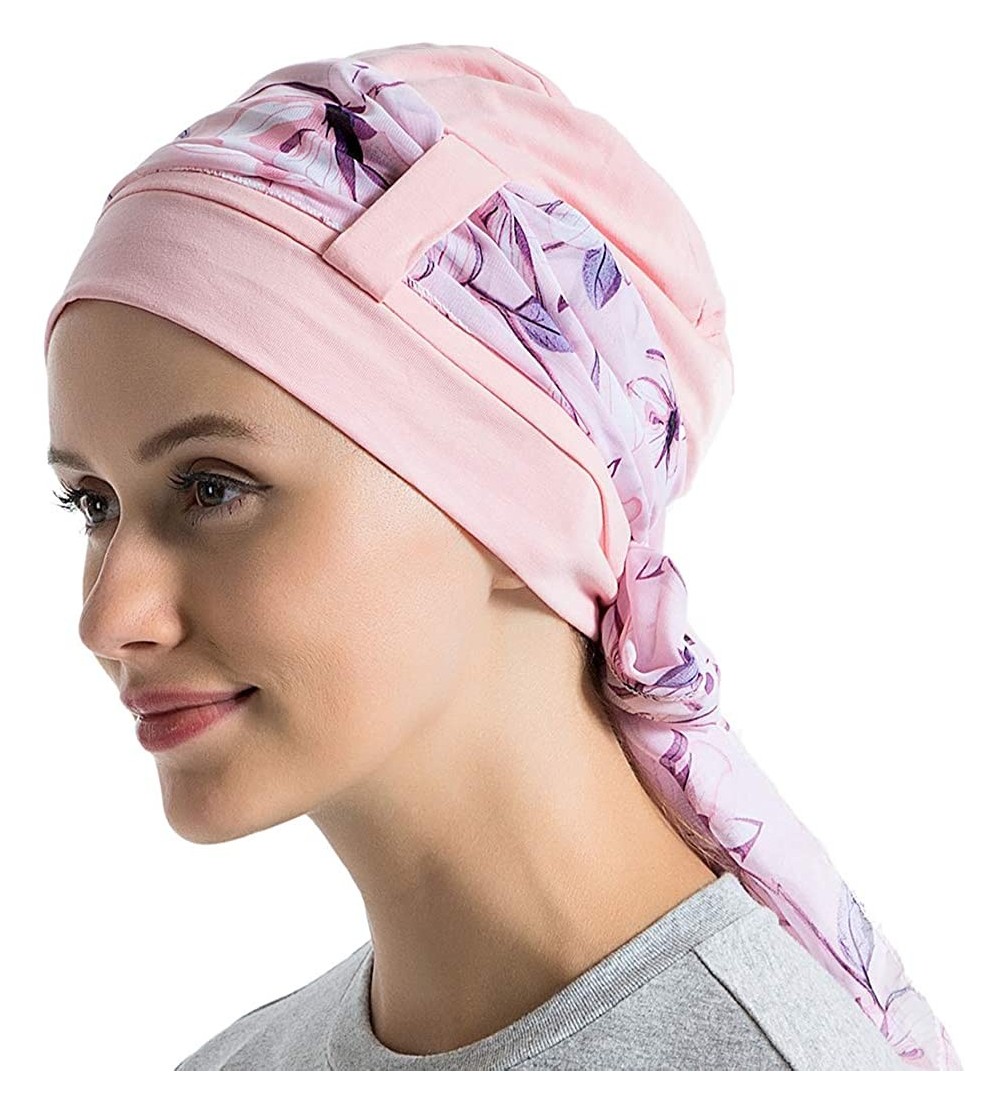 Skullies & Beanies Bamboo Cotton Liner Chemo Headwear for Womenwith Silky Scarfs for Cancer Hair Loss Sleep Caps Beanie - Pin...