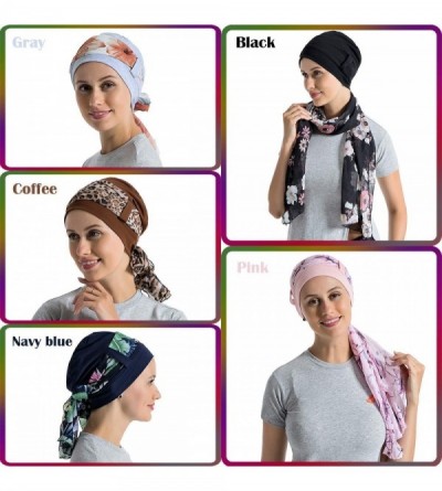 Skullies & Beanies Bamboo Cotton Liner Chemo Headwear for Womenwith Silky Scarfs for Cancer Hair Loss Sleep Caps Beanie - Pin...