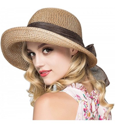 Sun Hats Kekolin Womens Straw Hat Floppy Foldable Roll up Beach Cap Sun Hat - Khaki - CI182ZOD3YM $11.14