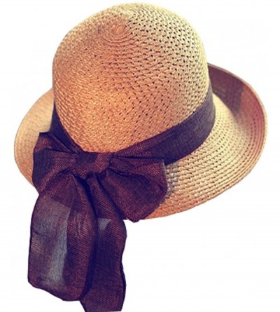 Sun Hats Kekolin Womens Straw Hat Floppy Foldable Roll up Beach Cap Sun Hat - Khaki - CI182ZOD3YM $11.14