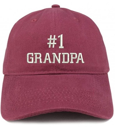 Baseball Caps Number 1 Grandpa Embroidered Soft Crown 100% Brushed Cotton Cap - Maroon - CC18SSG40WG $13.59