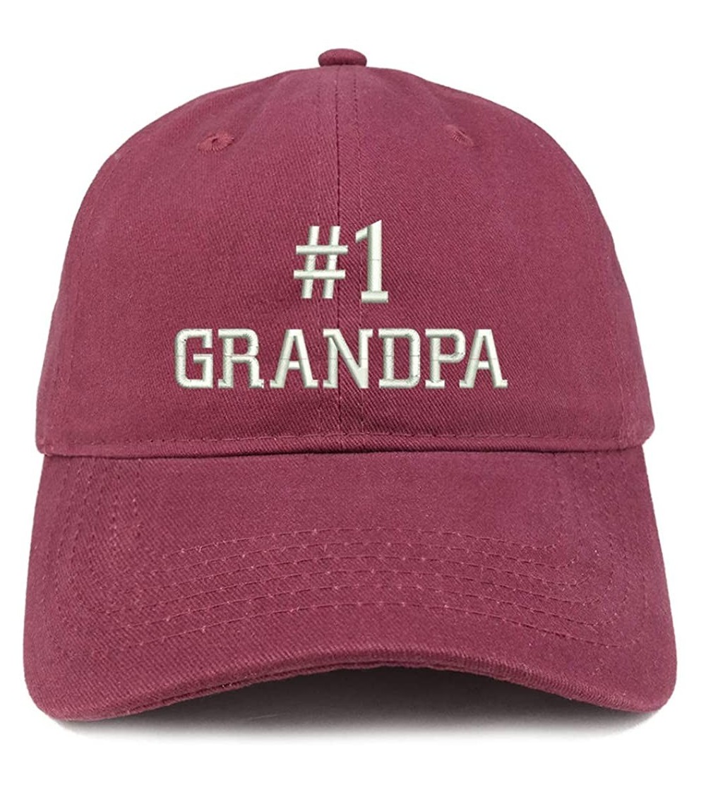 Baseball Caps Number 1 Grandpa Embroidered Soft Crown 100% Brushed Cotton Cap - Maroon - CC18SSG40WG $13.59