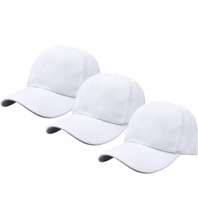 Baseball Caps Plain Baseball Cap Adjustable Back Strap 3 PC - White - CM18C5NMOU0 $12.37