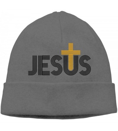 Skullies & Beanies Beanie Knit Hat Skull Caps Jesus Christian Cross Men DeepHeather - CT18K6O6AOX $13.33