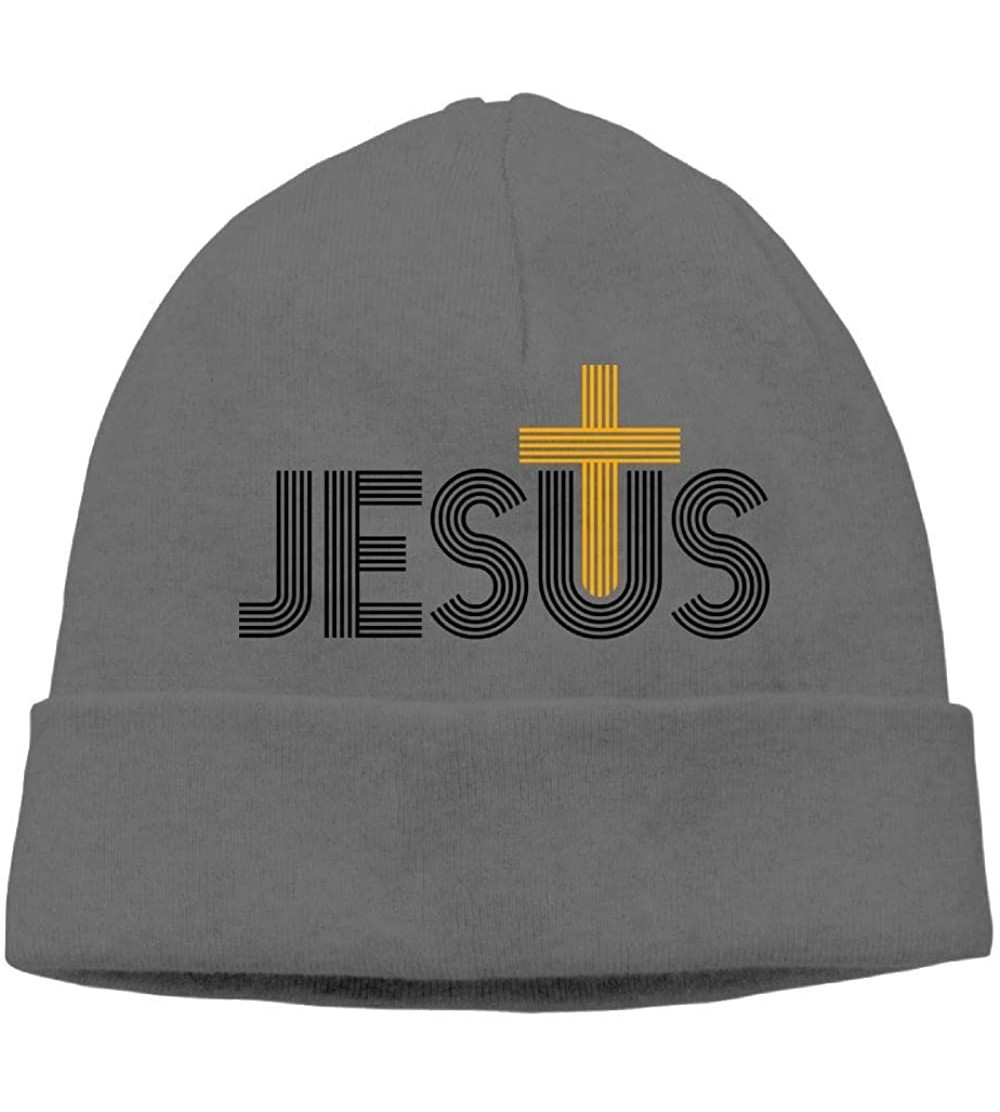 Skullies & Beanies Beanie Knit Hat Skull Caps Jesus Christian Cross Men DeepHeather - CT18K6O6AOX $13.33