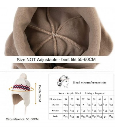 Skullies & Beanies Women Cable Knit Peruvian Beanie Wool Winter Hat Cap with Earflap Pom New - 00799_beige - C818IHHQLLL $13.95