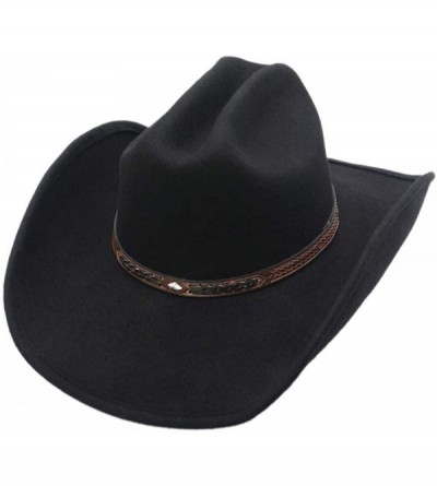 Cowboy Hats Shapeable Cattleman Cowboy Western Wool Hat- Silver Canyon - Black - CF18KO8D4EI $112.73
