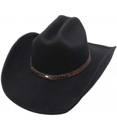 Cowboy Hats Shapeable Cattleman Cowboy Western Wool Hat- Silver Canyon - Black - CF18KO8D4EI $60.39