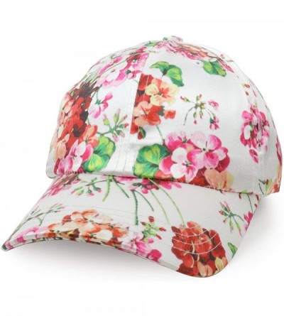 Baseball Caps Women's Floral Print Satin Unstructured Low Profile Baseball Cap - White - C8186SQXU7S $12.57