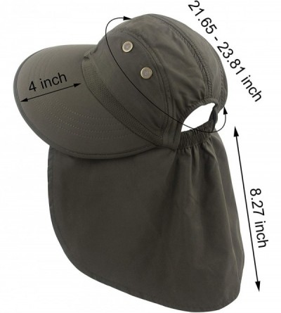 Sun Hats Womens Ponytail Summer Sun UV Protection Wide Brim Beach Fishing Hat with Neck Flap - Army Green - CC1949ZTKNO $17.53