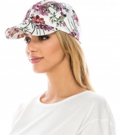 Baseball Caps Women's Floral Print Satin Unstructured Low Profile Baseball Cap - White - C8186SQXU7S $29.45