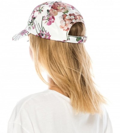Baseball Caps Women's Floral Print Satin Unstructured Low Profile Baseball Cap - White - C8186SQXU7S $12.57