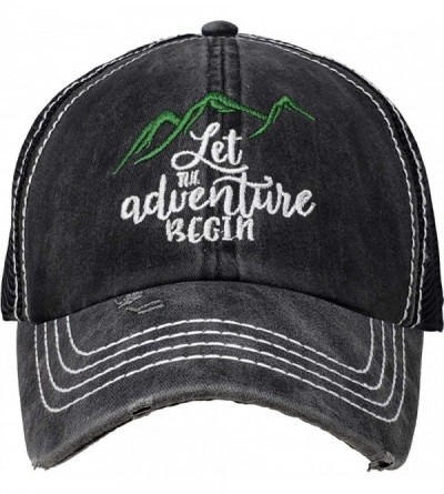 Baseball Caps Dad Hat Unisex Mesh Trucker Distressed Vintage Patch Baseball Cap - Let the Adventure Begin - Black - CR1975UKE...