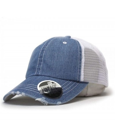 Baseball Caps Washed Cotton Unstructured Soft Mesh Adjustable Trucker Baseball Cap - Denim Blue - C0185SDQE7Q $27.93