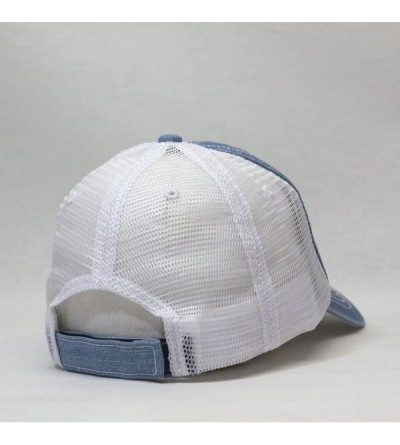 Baseball Caps Washed Cotton Unstructured Soft Mesh Adjustable Trucker Baseball Cap - Denim Blue - C0185SDQE7Q $23.43